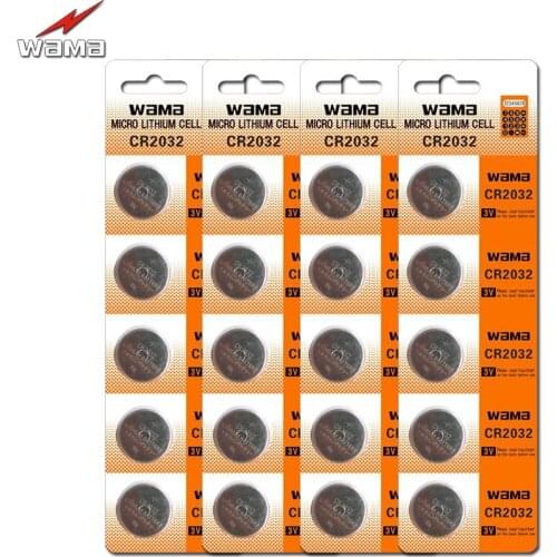 20pcs/4pack Wama 3V CR2032 Button Cell Coin Batteries LIthium DL2032 SB-T15 EA2032C ECR2032 L14 Car Remote Battery New