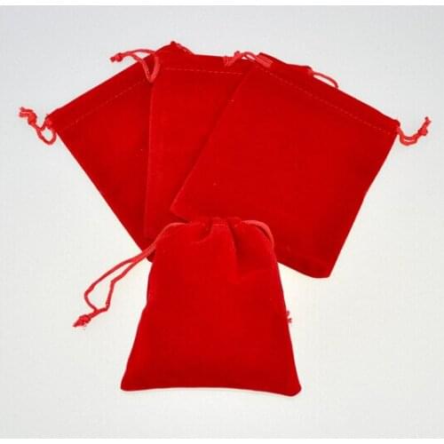 30pcs 7*9cm red Pure color Velvet Bags woman vintage drawstring bag for Party/Jewelry/Gift diy handmade Pouch Packaging Bag