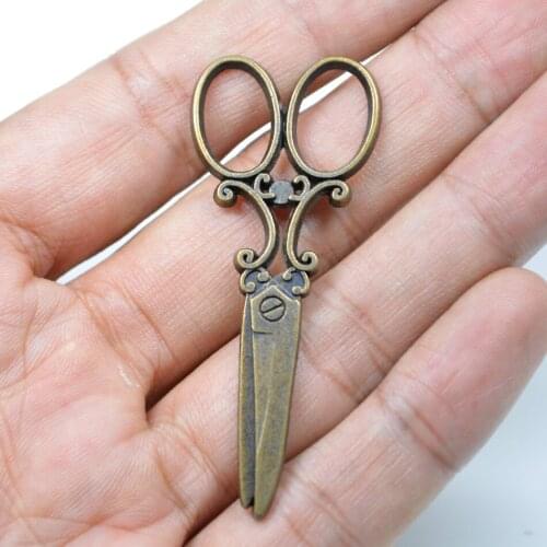 5pcs 25x60mm Antique Bronze Scissors DIY Jewelry Pendant Metal Charms Scissors Pendant JP-59