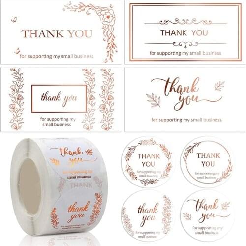 50Pcs/Set Or 500 Pcs/Roll Thank You Sticker Flower Label Wedding Packaging Card Envelope Seal Decor DIY
