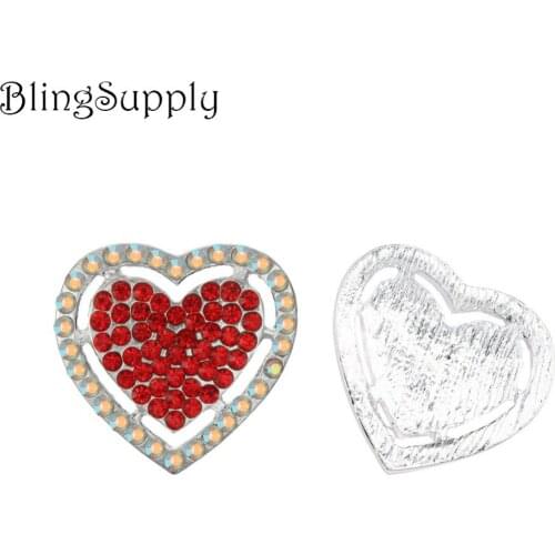 Free shipping 24mm rhinestone heart button for Valentine Day 50PCS/LOT(BTN-5427)