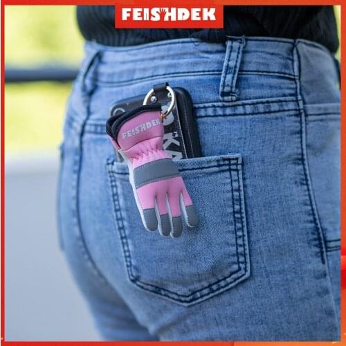 Genuine Leather Car Keychain Motorcycle Key Chain for Women with Reflective Suede Handmade Gift Accessories Glove Pink Keychains