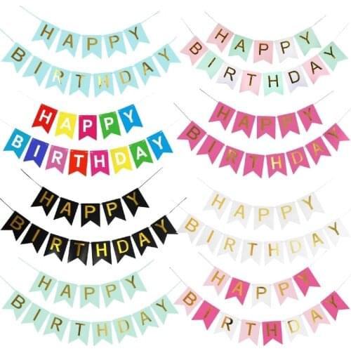 Paper Bunting Garland Banners Flags Happy Birthday Banner Boys Girl Baby Shower Decoration Wedding Birthday Party Supplies Decor