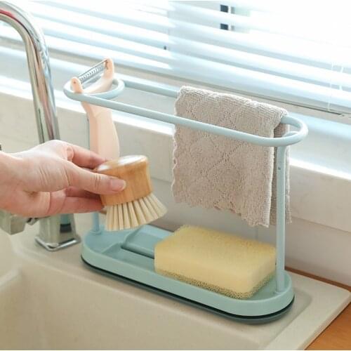 Household Kitchen Storage Rack Drip Cloth Holder Oval Double Rod Suspension Sponge Storage Sink Shelf Storage Organizer