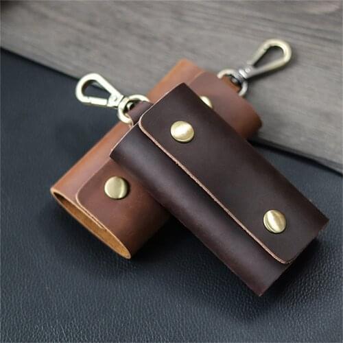 Genuine Leather Key Chain Retro Durable Key Case Storage Bag