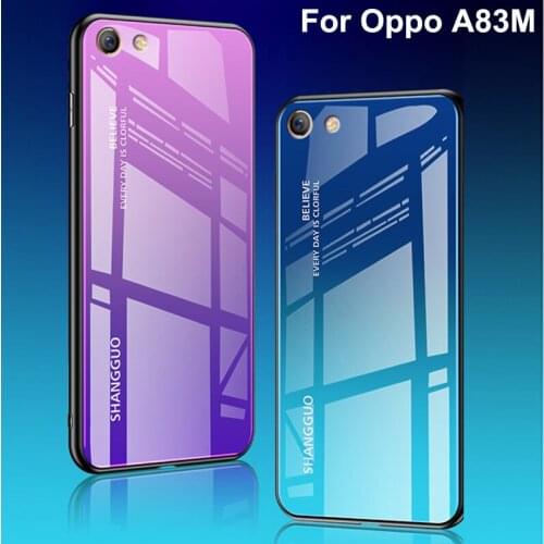 Coque For Oppo A83M Case Capa Tempered Glass Luxury Gradient Soft Silicone Frame Back Cover For Oppo A 83M Phone OppoA83m Cases