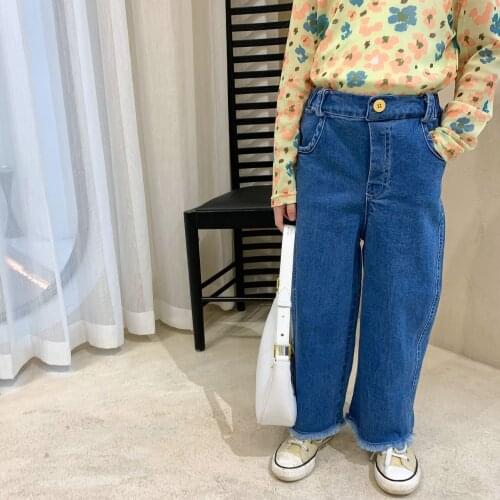 2021 Summer New Arrival Girls Fashion Princess Denim Pants Kids Korean Design Trousers