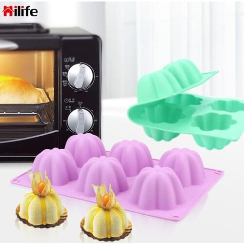 DIY Muffin Bakeware Cake Decorating Tools Pastry Tool 3D Flowers Cake Mould 6 Holes Silicone Baking Mold Chocolate Candy Mold
