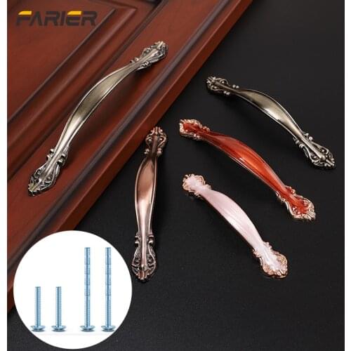 European classical solid thick cabinet drawer ivory white, green red ancient amber aluminum alloy handle