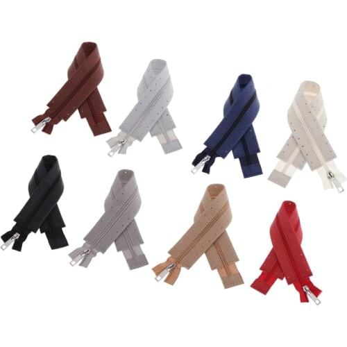 Coil Zipper for Sewing Craft - Leather Rimmed Zipper for Handbag, Purse Making, Garment Accessories - 44cm / 17.32 inch