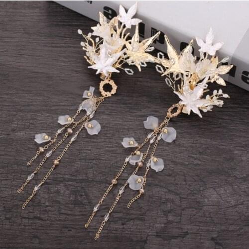 2pcs Fashion Korean Women Hair Comb Bride Wedding Hair Clip Handmade Maple leaf Beads Decoration Ladies Hairs Accessories