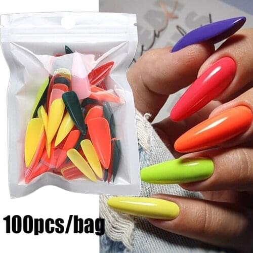 Nail Tip Long Ballerina Fake Nails Candy Color Natural Fake Nails Manicure for Manicure ABS Full Nail Cover 100PCS/box