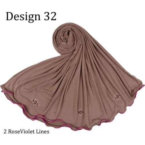 New Style plain color shawl New Trend Arab Dubai Muslim women soft breathable jersey cotton hijab scarf with stone D32