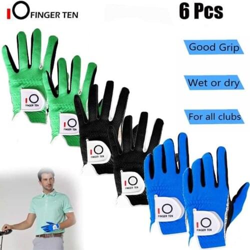 6 Pcs All Weather Grip Soft Breathable Golf Rain Gloves for Men Left Right Hand Hot Wet Weathersof Size S M ML L XL