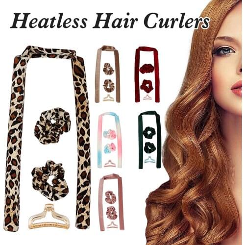 Heatless Hair Curlers Soft Hair Rollers No Heat Curls Headband with Hair Ties Overnight Hair Curling Rod for Long Hairs