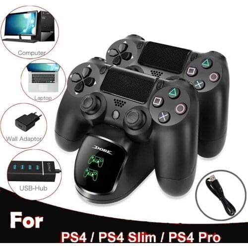 PS4 Controller Charger, Ps4 Controller Charging Docking Station Adapter LED Light Indicators Bottom Light PS4/PS4 Slim/PS4 Pro