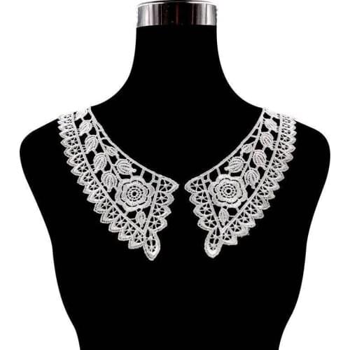 2pcs Luxury Embroidered Venise Lace Neckline Collar Embellishment Dress Guipure Fabric Sewing Patch Applique Trims Scrapbooking