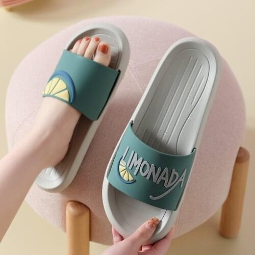 Men Women Slippers Summer Strawberry Lemon Flip Flop Shoes Couple Bathroom Fashion Non-Slip Flat Indoor Casual House Slides