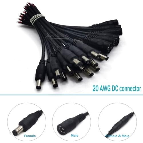 20AWG 5.5X2.1mm Female / Male DC Power Plug Connector Cable 2Pin Plug Connector Wire cable for led strip light Lamp Driver CCTV