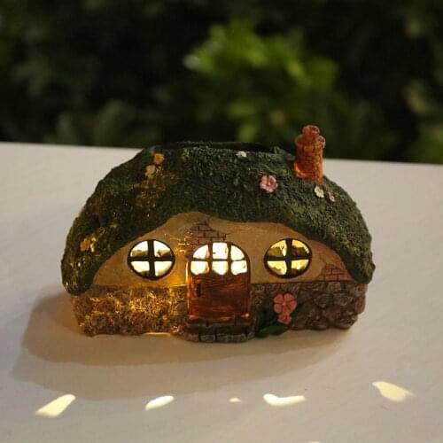 Fairy House Solar Light Christmas Lights Resin Miniature Snow House Furniture LED Outdoor Lawn Yard Lamp For Garden Patio