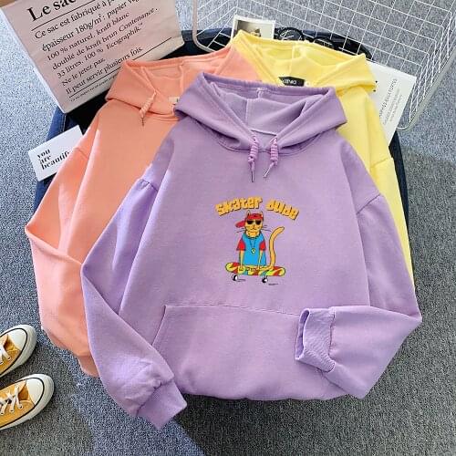 Skater Dude Oversized Hoodie Women 2021 Kawaii Hoodies for Girls Cartoon Hip Hop Spring Autumn Fashion Funny Sweatshirt