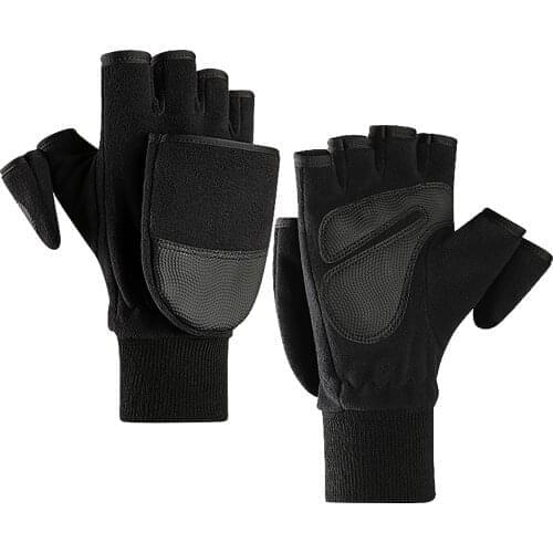 Unisex Flipped Half Finger Gloves Outdoor Waterproof Windbreak Glove Winter Screen Plus Velvet Mittens guante para moto перчатки