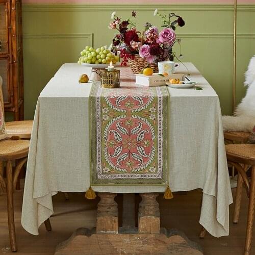 Mandala Spring Table Runners Tassel Linen Cotton Tea Table Shose Cabinet Cover Table Flag Table Runner Decoration Home Decor