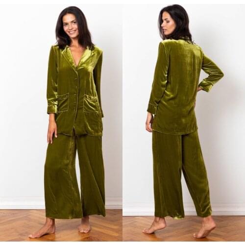 Green Bridal Sleepwear Two Piece Womens Robe & Gown Bathrobe Night Dress Womens Long Sleeve Designer Pyjamas Femme Lingerie