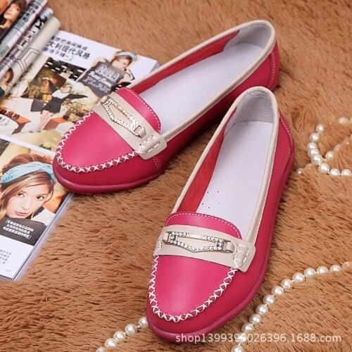 Pointed flat heel womens shoes with rhinestone peas shoes, ladies pointed toe Korean style low-top womens shoes