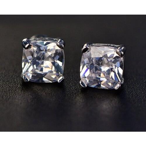 Solid 18K White Gold 1CT 6.5mm DF Color Lab Diamond Moissanite Earrings for Women Wedding Anniversary Earrings