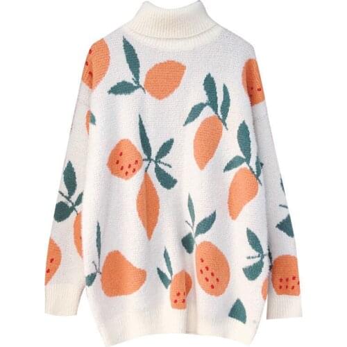 Top Womens Beautiful Sweater for Fall/winter 2021 New Mid-length High-neck Fashion Fleece Thick Knitted Sweater Pullover