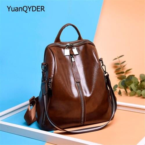 High Quality PU Leather Womens Backpack 2021 New Ladies Anti-theft Backpack Fashion Casual Women Travel Bags Mochilas De Mujer