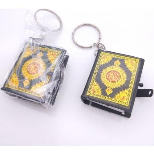 1Pc Religious Muslim Islamic Allah Real Paper Book Can Read Pendant Keyring Koran Quran Arabic Mini Bible Keychain Jewelry
