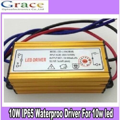 10W IP65 Waterproof Constant Current LED Driver AC85-285V to DC7V~12V 900mA for 10W High Power LED free shipping