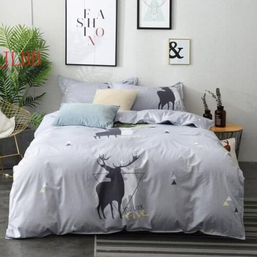 100% cotton bedding set Nordic duvet cover set reindeer single bedclothes twin size bed set Geometric bedding cotton set stripe