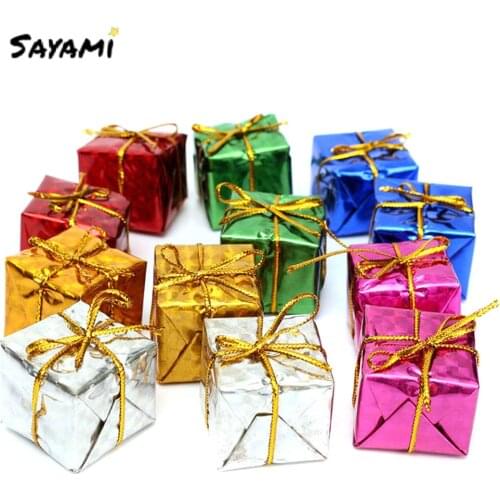 12pcs Christmas Tree Ball Pendanornaments Foam Gift Box Xmas Tree Hanging Decoration For Home Navidad New Year 2021 Natal