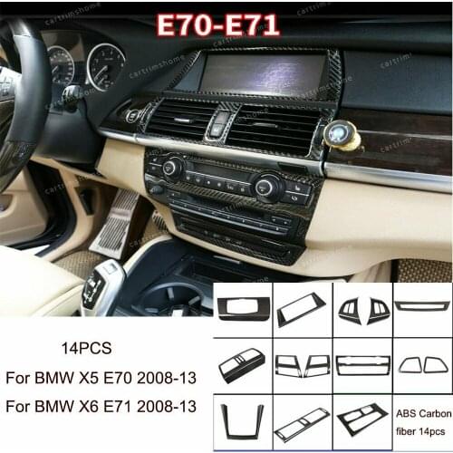 14pcs Inner Decoration Cover Trim For BMW X5 X6 E70 E71 2008-13 ABS Carbon fiber