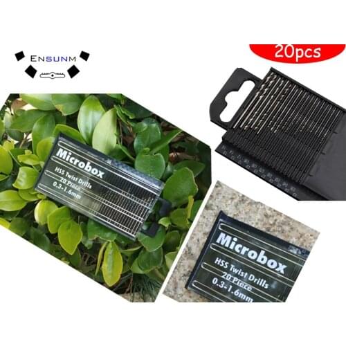 20pcs Precision Mini Micro HSS Twist Drill Bits Woodworking Tools Kit Set Box 0.3mm-1.6mm tiny Micro Twist Drill Bit