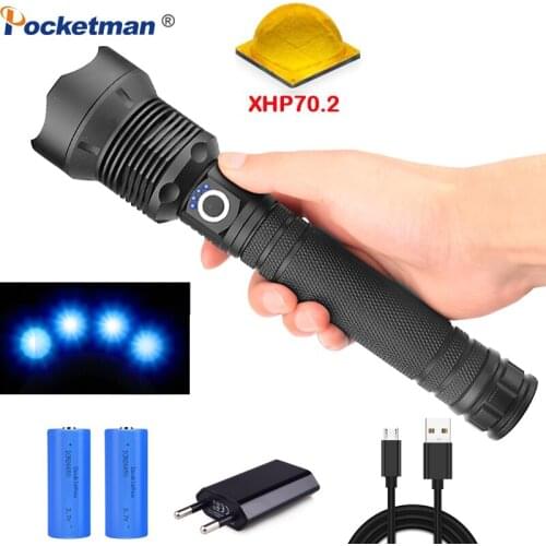 80000 lumens Lamp xhp70.2 most powerful flashlight usb Zoom led torch xhp70 xhp50 18650 or 26650 battery Best Camping, Outdoor