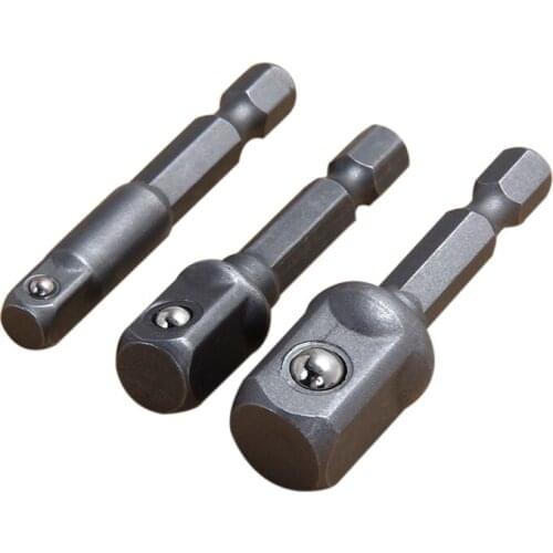 3 lot Socket Adapter Drill Bits Hex Socket Power Driver Shank 1/4" 3/8" 1/2" Impact Driver Tool Hex Bit Set