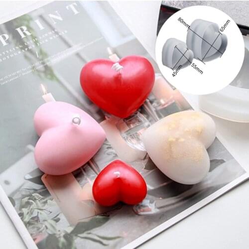 3D Heart Shape Candle Mould for Diy Handmade Aromatherapy Candle Silicone Resin Plaster Soap Mold Home Decoration