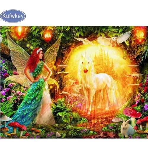 DIY 5D Diamond Mosaic Beauty fairy Unicorn Handmade Diamond Painting Cross Stitch Kits Diamond Embroidery Pattern Rhinestone