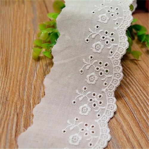 White Quality Cotton Cloth Floral Embroidered Lace Trim DIY Accessories Sewing Fabric Width 6cm 5Yds/lot
