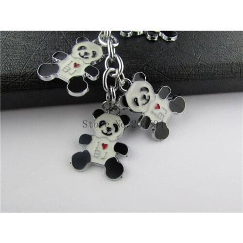 Cvb999( 1Pcs Enamel Panda Cartoon Keychain Male Womens Car couple Key Chain Key Ring For Christmas Gift