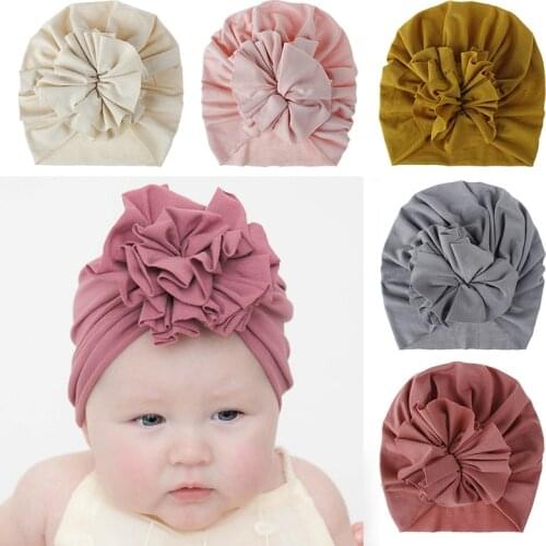Big Flower Baby Bonnet Hat Soft Cotton Baby Girl Boy Hat Accessories Turban Spring Summer Infant Toddler Kids Beanie Cap