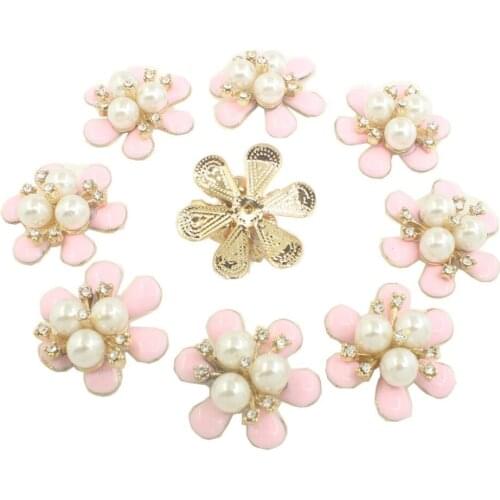 Diancan Gold Crystal Rhinestone Sparkle Bling Button Flower Sequin Custom Adhesive Beaded DIY Appliques Motif for Clothing Shoes