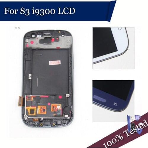 Screen Compatible for samsung s3 i9300 lcd display frame s3 i9300 display Compatible for samsung s3 i9300 LCD White Blue