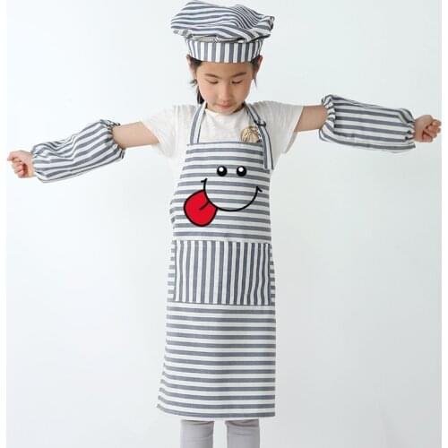 Children Eating Apron Front Pocket Bib Kitchen Cooking Craft Baking Art Painting apron