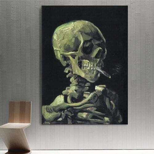 Head of a Skeleton by Van Gogh Reproduction Oil Painting on Canvas Posters and Prints Scandinavian Wall Picture for living room