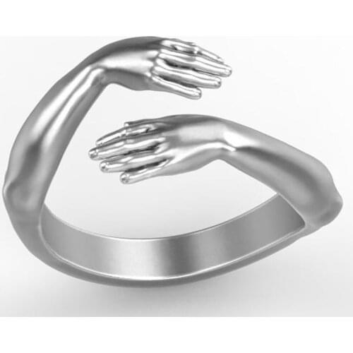 New Vintage Romantic Love Hug Carved Hand Rings Creative Love Forever Open Finger Adjustable Hand Ring For Women Men Jewelry